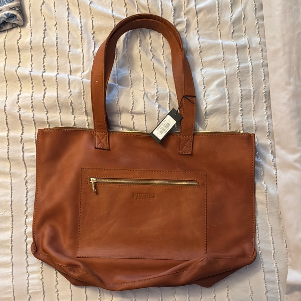 Parker Clay Rust Brown Leather Tote Bag